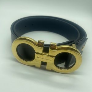 Size 36 mens Navy blue & gold Salvatore Ferragamo belt